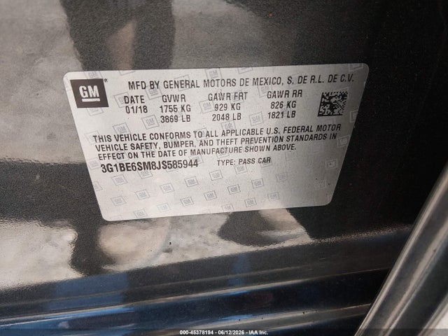 Chevrolet Cruze Lt Auto 2018 3G1BE6SM8JS585944 Image 9