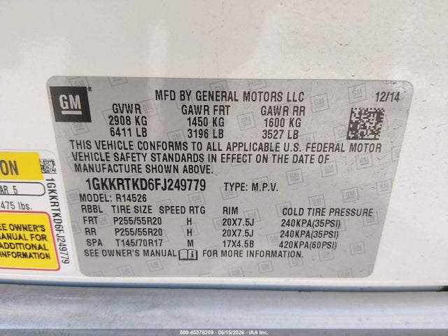 1GKKRTKD6FJ249779 GMC Acadia Denali