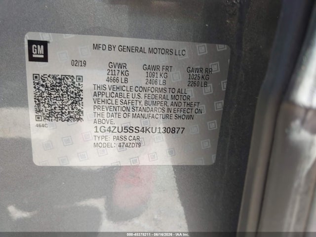 Aukcja sprzedaży 2019 Buick Lacrosse Fwd Avenir, vin: 1G4ZU5SS4KU130877, numer aukcji: 45378211