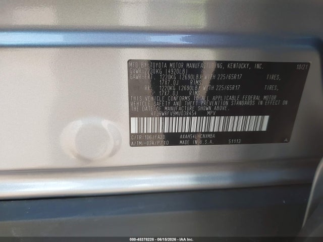 4T3RWRFV9MU038454 Toyota Rav4 Hybrid Xle