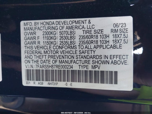 7FARS5H87RE000234 Honda Cr-v Hybrid Sport-l