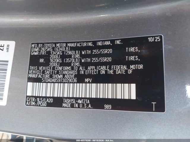 5TDADAB59TS029036 Toyota Grand Highlander Hybrid Max Platinum
