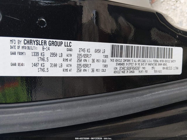 Продажа на аукционе авто 2015 Chrysler Town & Country Touring, vin: 2C4RC1BG9FR505287, номер лота: 45378280
