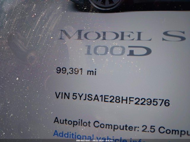 Aukcja sprzedaży 2017 Tesla Model S 100d/60d/75d/90d/p100d, vin: 5YJSA1E28HF229576, numer aukcji: 45378307