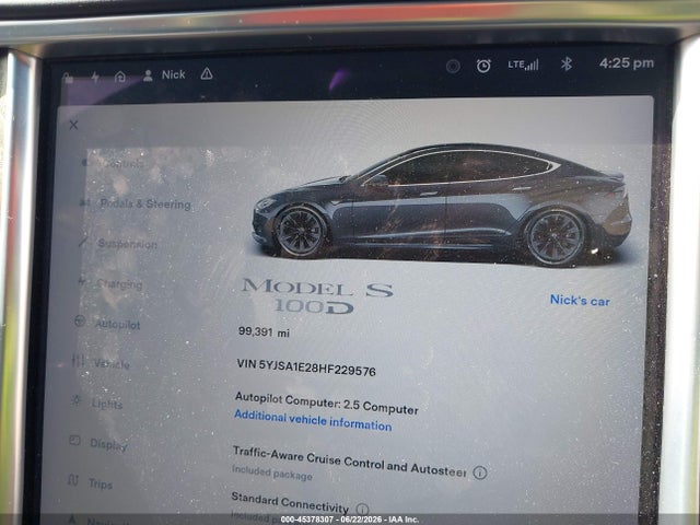 Aukcja sprzedaży 2017 Tesla Model S 100d/60d/75d/90d/p100d, vin: 5YJSA1E28HF229576, numer aukcji: 45378307