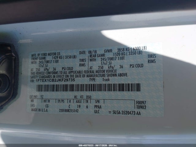 Ford F-150 Xl 2018 1FTEX1CB2JKF29735 Image 9