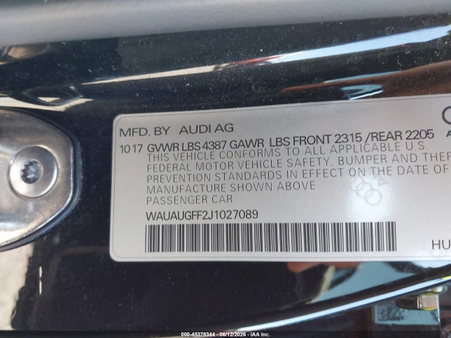Audi A3 2.0t Premium 2018 WAUAUGFF2J1027089 Image 9