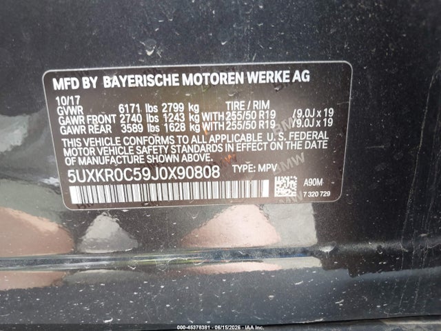 BMW X5 Xdrive35i 2018 5UXKR0C59J0X90808 Image 9