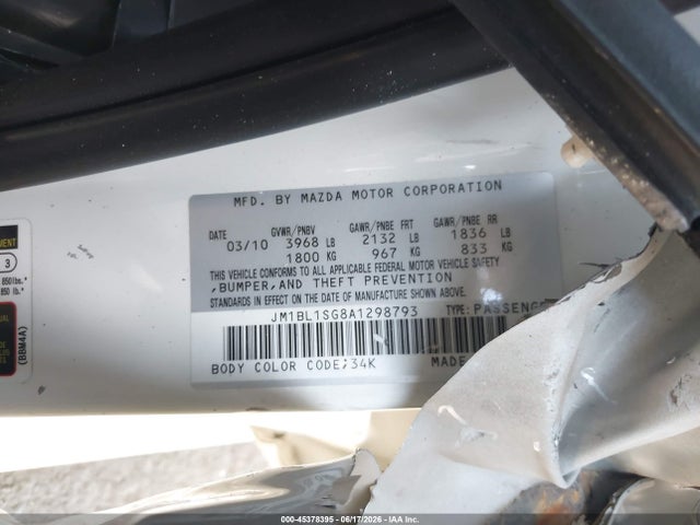 Aukcja sprzedaży 2010 Mazda Mazda3 I Touring, vin: JM1BL1SG8A1298793, numer aukcji: 45378395