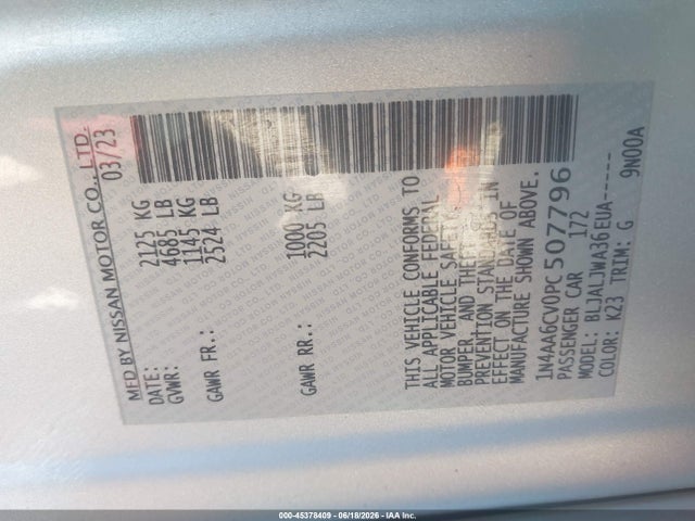 Nissan Maxima Sv Xtronic Cvt 2023 1N4AA6CV0PC507796 Image 9