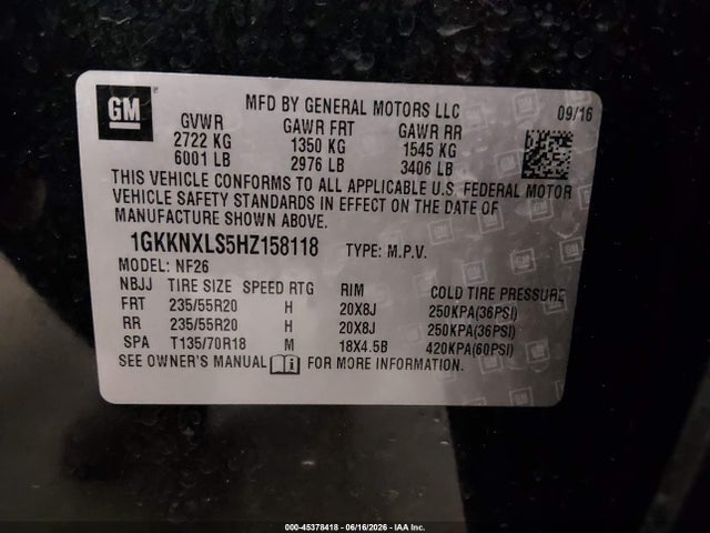 Aukcja sprzedaży 2017 Gmc Acadia Denali, vin: 1GKKNXLS5HZ158118, numer aukcji: 45378418