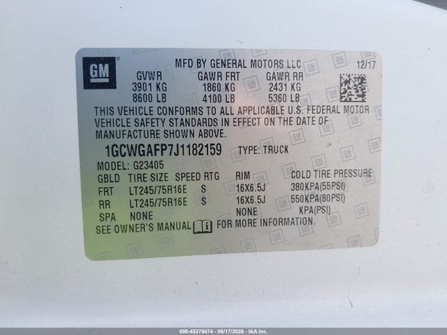 Chevrolet Express 2500 Work Van 2018 1GCWGAFP7J1182159 Image 9