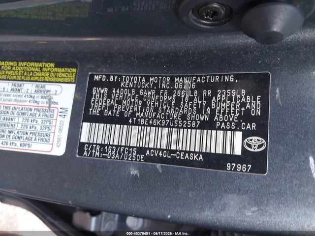 Aukcja sprzedaży 2007 Toyota Camry Se, vin: 4T1BE46K97U552587, numer aukcji: 45378491