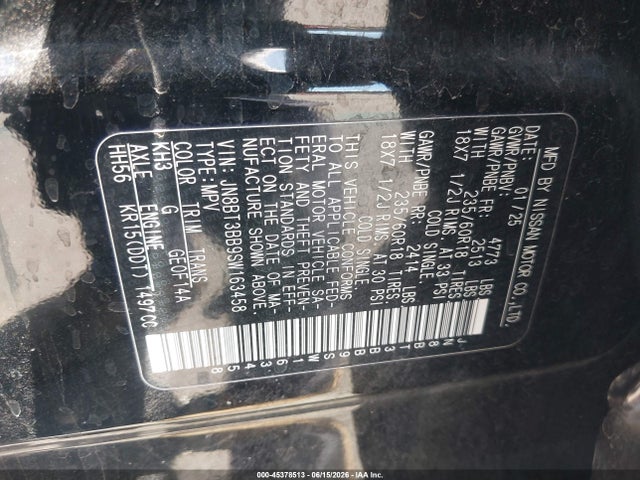 45378513 :رقم المزاد ، JN8BT3BB9SW163458 vin ، 2025 Nissan Rogue Sv Intelligent Awd مزاد بيع