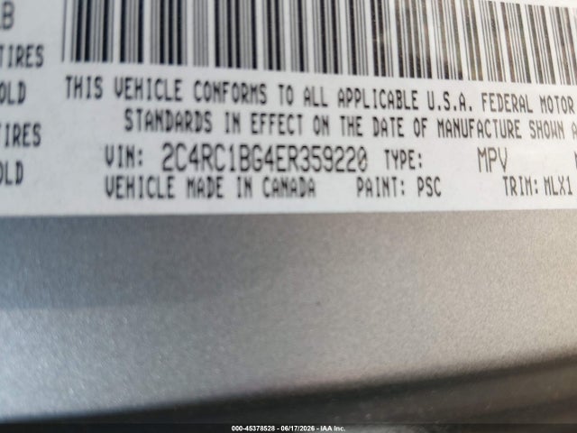 Продаж на аукціоні авто 2014 Chrysler Town & Country Touring, vin: 2C4RC1BG4ER359220, номер лоту: 45378528