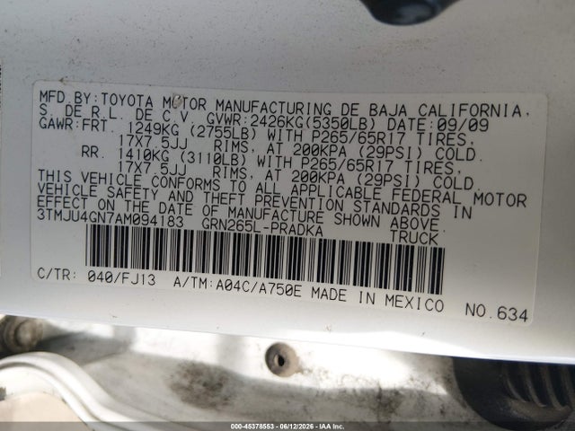 Aukcja sprzedaży 2010 Toyota Tacoma Prerunner V6, vin: 3TMJU4GN7AM094183, numer aukcji: 45378553