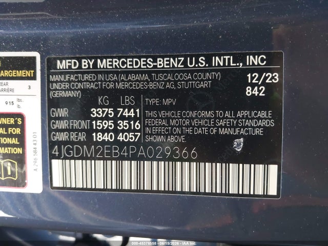 Продажа на аукционе авто 2023 Mercedes-benz Eqs 450 Suv 4matic, vin: 4JGDM2EB4PA029366, номер лота: 45378558