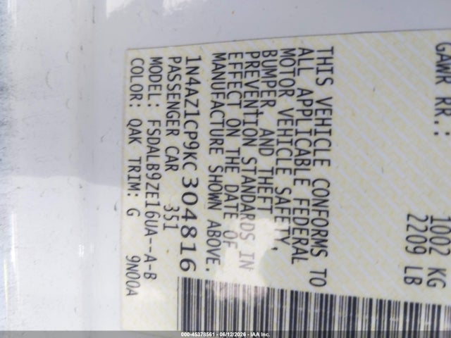 Nissan LEAF S 2019 1N4AZ1CP9KC304816 Image 9