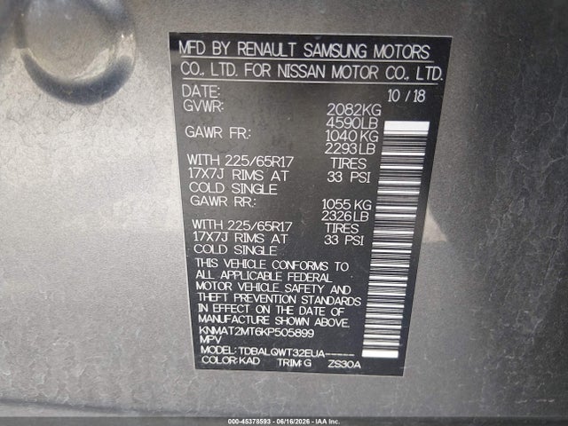 Nissan ROGUE SV 2019 KNMAT2MT6KP505899 Image 9
