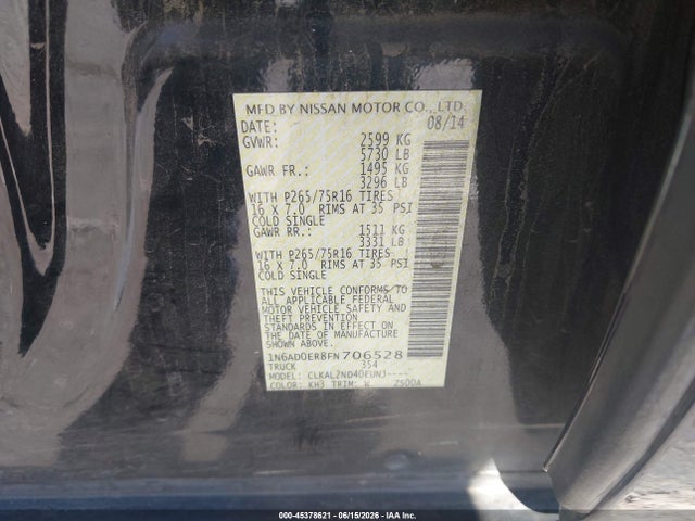 Nissan Frontier Desert Runner 2015 1N6AD0ER8FN706528 Image 9