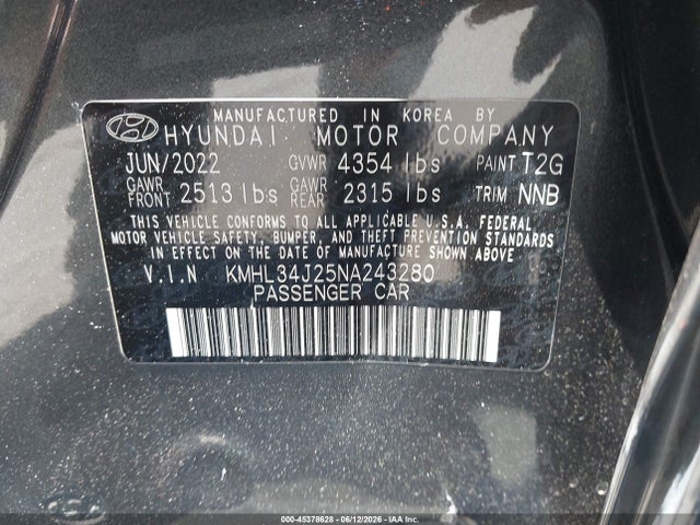 Hyundai Sonata Limited 2022 KMHL34J25NA243280 Image 9