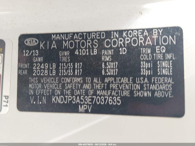 KIA SOUL + 2014 KNDJP3A53E7037635 Image 9