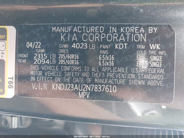 KIA SOUL LX 2022 KNDJ23AU2N7837610 Image 9