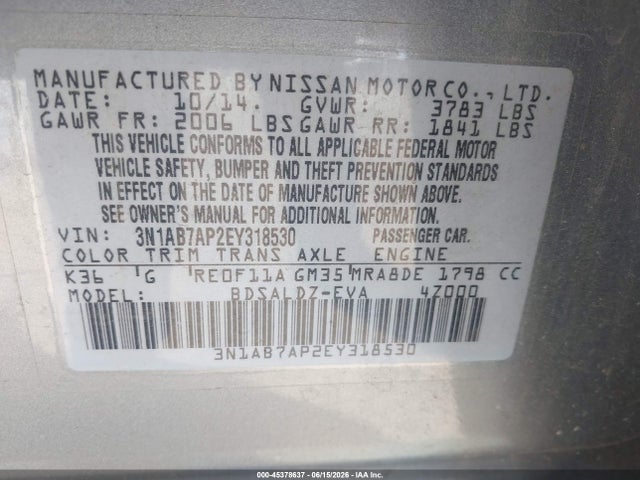 Nissan SENTRA SV 2014 3N1AB7AP2EY318530 Image 9
