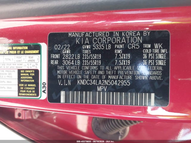 KIA Ev6 Wind 2022 KNDC34LA2N5042955 Image 9