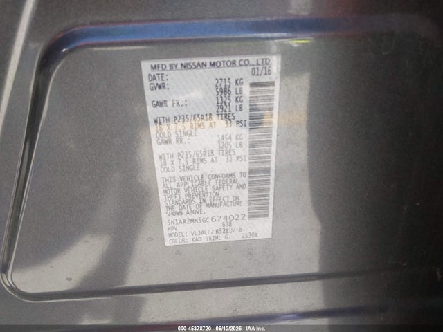 Nissan Pathfinder Sv 2016 5N1AR2MN5GC624022 Image 9