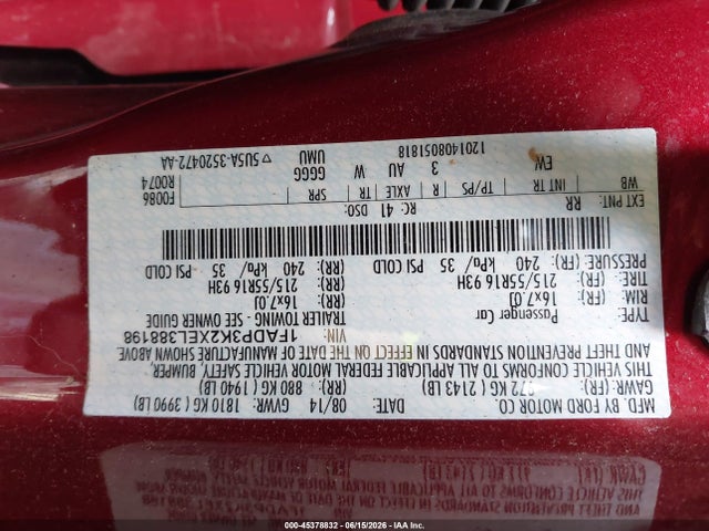 Aukcja sprzedaży 2014 Ford Focus Se, vin: 1FADP3K2XEL388198, numer aukcji: 45378832