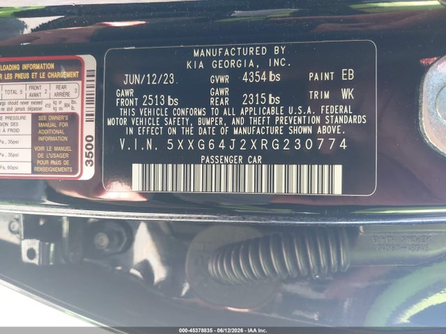 Продажа на аукционе авто 2024 Kia K5 Gt-line, vin: 5XXG64J2XRG230774, номер лота: 45378835