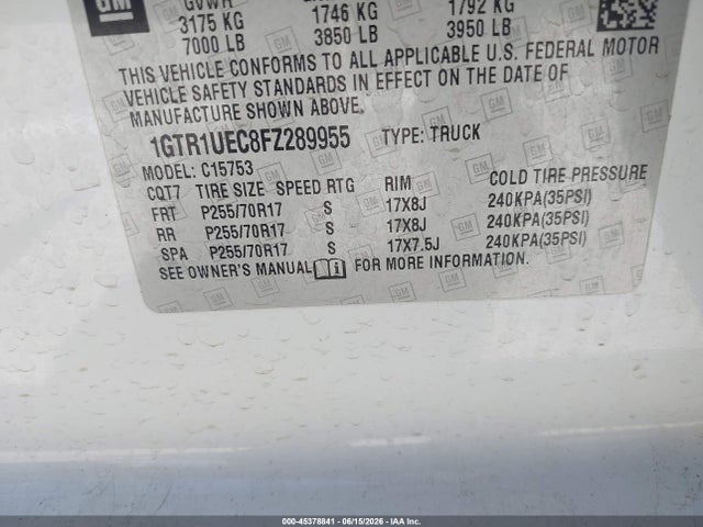 GMC Sierra 1500 Sle 2015 1GTR1UEC8FZ289955 Image 9