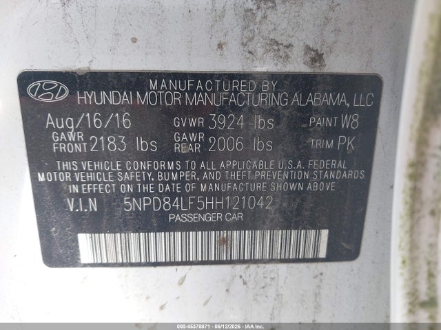 Продажа на аукционе авто 2017 Hyundai Elantra Se, vin: 5NPD84LF5HH121042, номер лота: 45378871