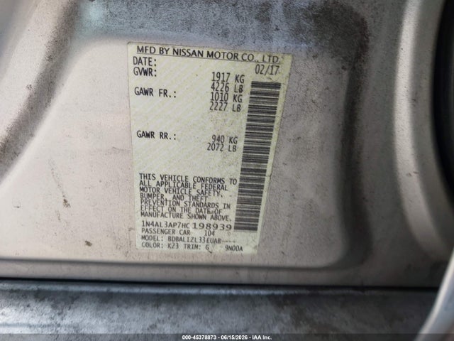 1N4AL3AP7HC198939 Nissan Altima 2.5 Sv