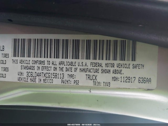 2012 Ram 2500 St მანქანა იყიდება აუქციონზე, vin: 3C6LD4ATXCG158113, აუქციონის ნომერი: 45378886