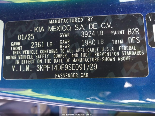 KIA K4 Lxs 2025 3KPFT4DE9SE091729 Image 9