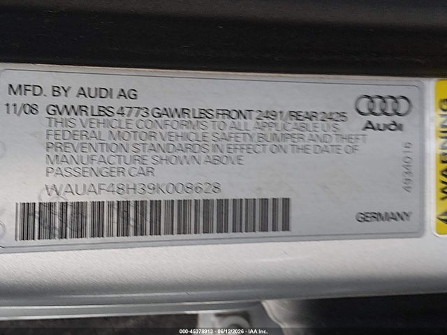 Aukcja sprzedaży 2009 Audi A4 2.0t Special Edition, vin: WAUAF48H39K008628, numer aukcji: 45378913