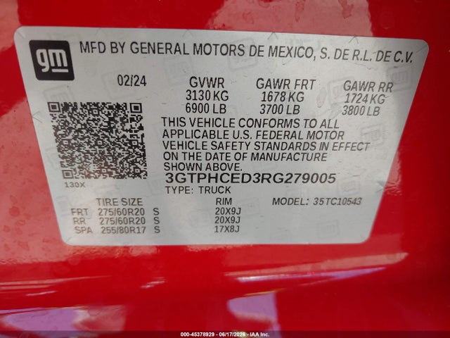 3GTPHCED3RG279005 GMC SIERRA 1500
