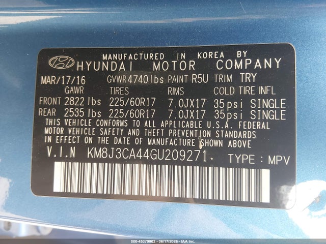 Hyundai TUCSON SE 2016 KM8J3CA44GU209271 Image 9