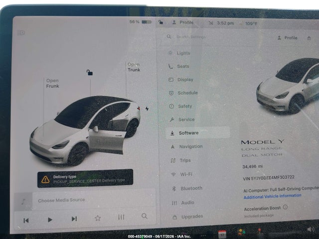 2021 Tesla Model Y Long Range Dual Motor All-wheel Drive მანქანა იყიდება აუქციონზე, vin: 5YJYGDEE4MF303722, აუქციონის ნომერი: 45379049