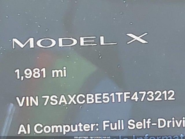 45379058 :رقم المزاد ، 7SAXCBE51TF473212 vin ، 2026 Tesla Model X All-wheel Drive مزاد بيع