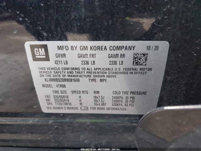 Aukcja sprzedaży 2021 Buick Encore Gx Fwd Preferred, vin: KL4MMBS20MB081649, numer aukcji: 45379134