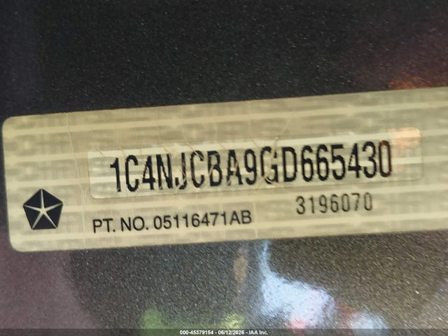 45379154 :رقم المزاد ، 1C4NJCBA9GD665430 vin ، 2016 Jeep Compass Sport مزاد بيع