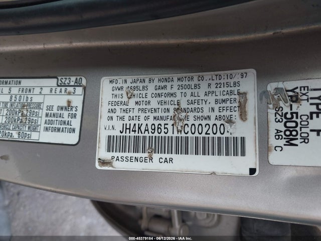 1998 Acura Rl 3.5 მანქანა იყიდება აუქციონზე, vin: JH4KA9651WC002004, აუქციონის ნომერი: 45379184