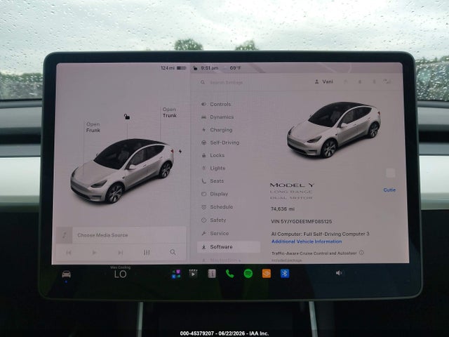 Продажа на аукционе авто 2021 Tesla Model Y Long Range Dual Motor All-wheel Drive, vin: 5YJYGDEE1MF085125, номер лота: 45379207
