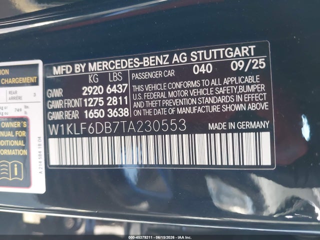 Mercedes-Benz Amg E 53 E 2026 W1KLF6DB7TA230553 Image 9