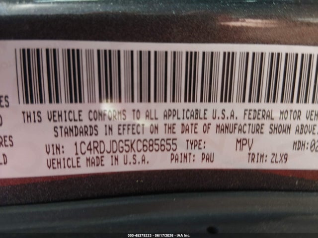 Dodge Durango Gt Plus Awd 2019 1C4RDJDG5KC685655 Image 9