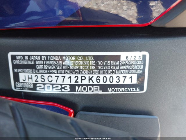 Honda CBR1000 RR 2023 JH2SC7712PK600371 Image 10