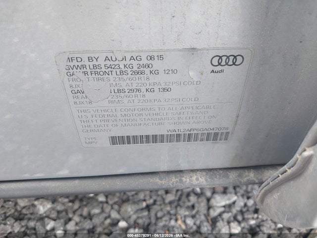 Aukcja sprzedaży 2016 Audi Q5 2.0t Premium, vin: WA1L2AFP6GA047078, numer aukcji: 45379291